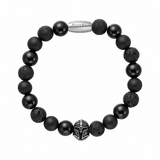 Spartan Helmet Bracelet for Men + Engraved Logo Charm