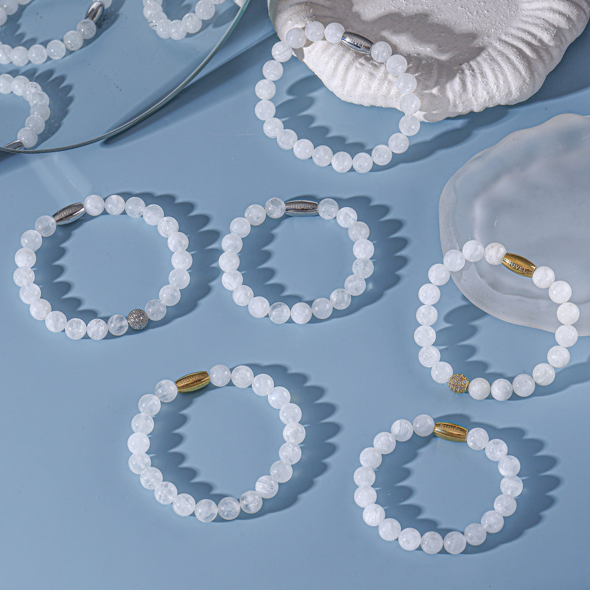 RUVÉL moonstone bracelets collection #GoldCZ #SilverCZ