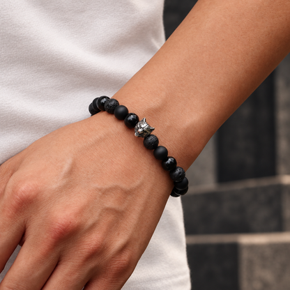 Wolf Bracelet for Men + Engraved Logo Charm