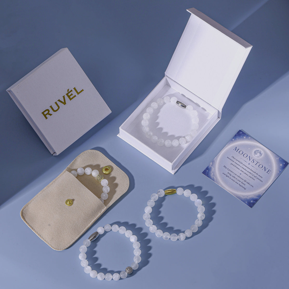 RUVÉL moonstone bracelet gift box #Gold #Silver #GoldCZ #SilverCZ
