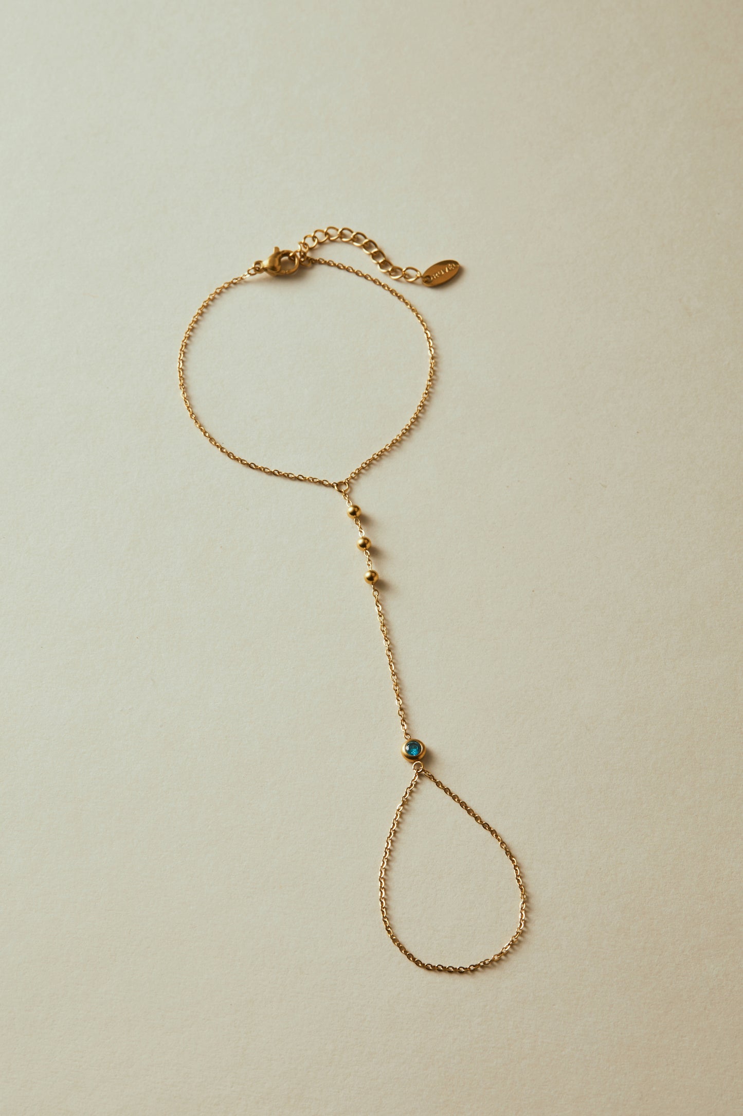 March Aquamarine Birthstone Hand Chain Bracelet