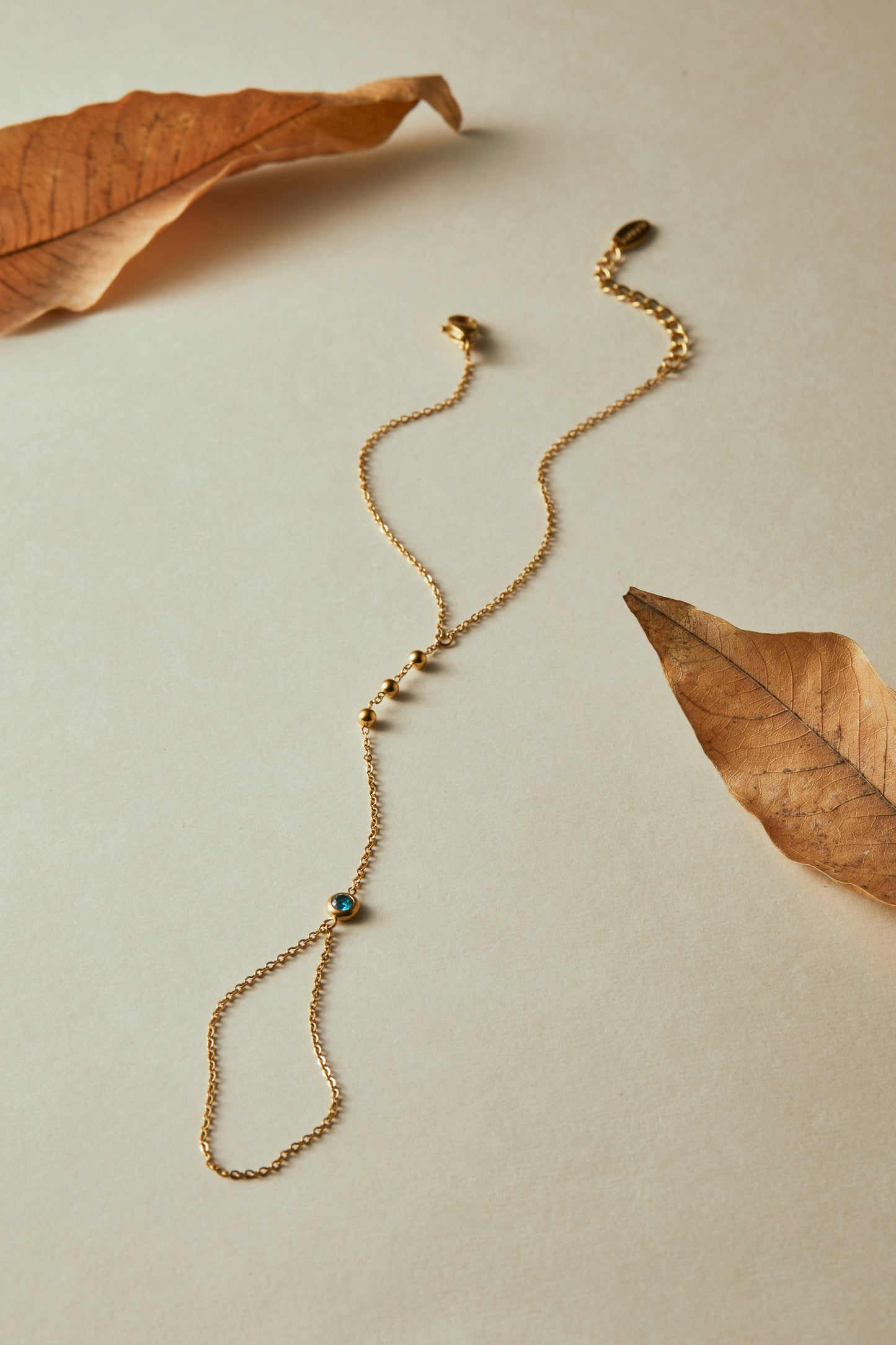 March Aquamarine Birthstone Hand Chain Bracelet