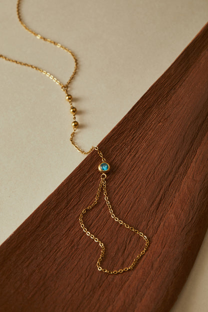 March Aquamarine Birthstone Hand Chain Bracelet