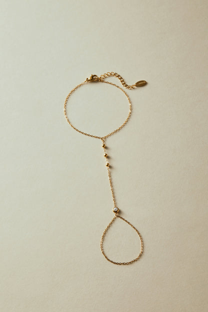 June Pearl Birthstone Hand Chain Bracelet