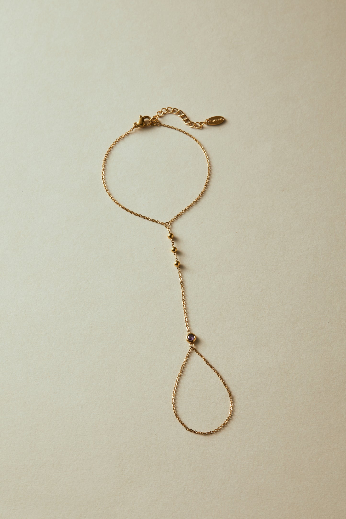February Amethyst Birthstone Hand Chain Bracelet