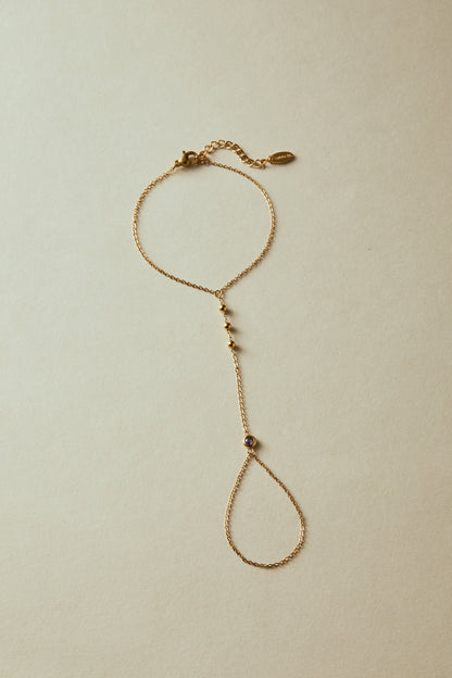 February Amethyst Birthstone Hand Chain Bracelet