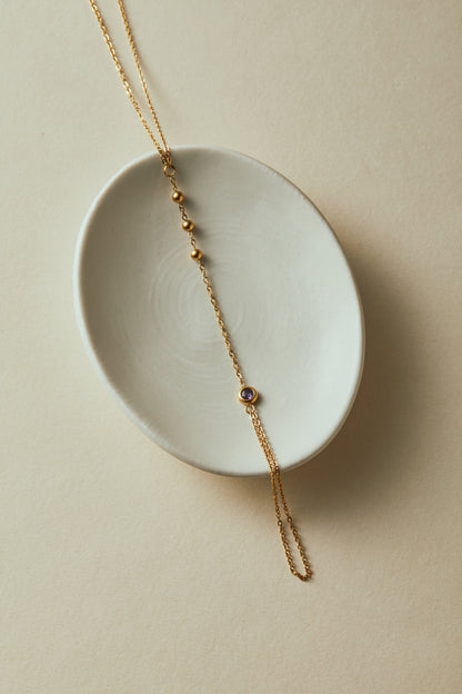 February Amethyst Birthstone Hand Chain Bracelet