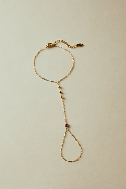 July Ruby Birthstone Hand Chain Bracelet