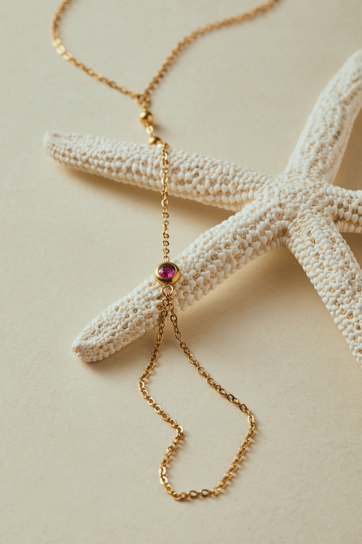 July Ruby Birthstone Hand Chain Bracelet