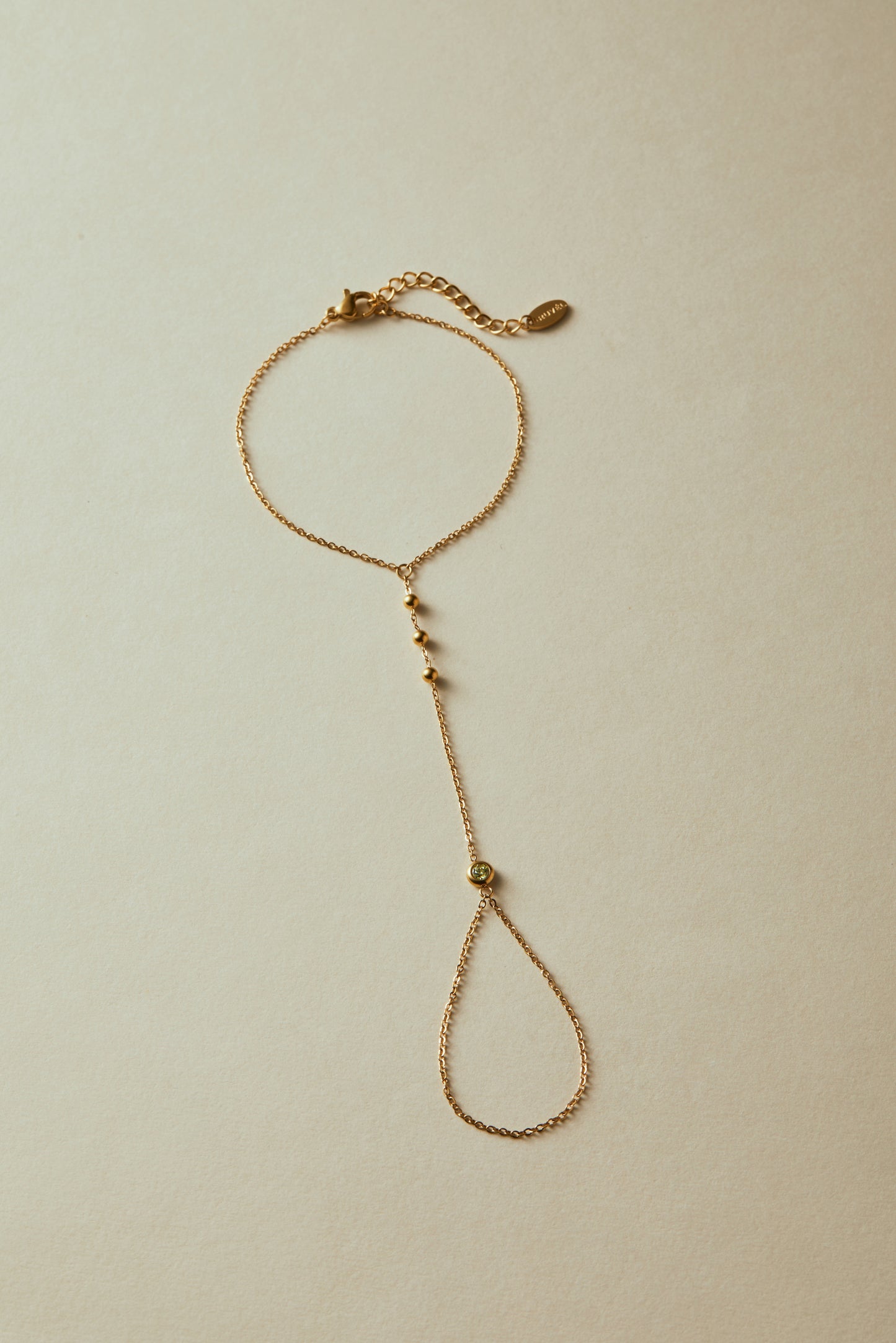 August Peridot Birthstone Hand Chain Bracelet