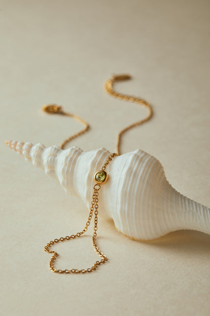 August Peridot Birthstone Hand Chain Bracelet