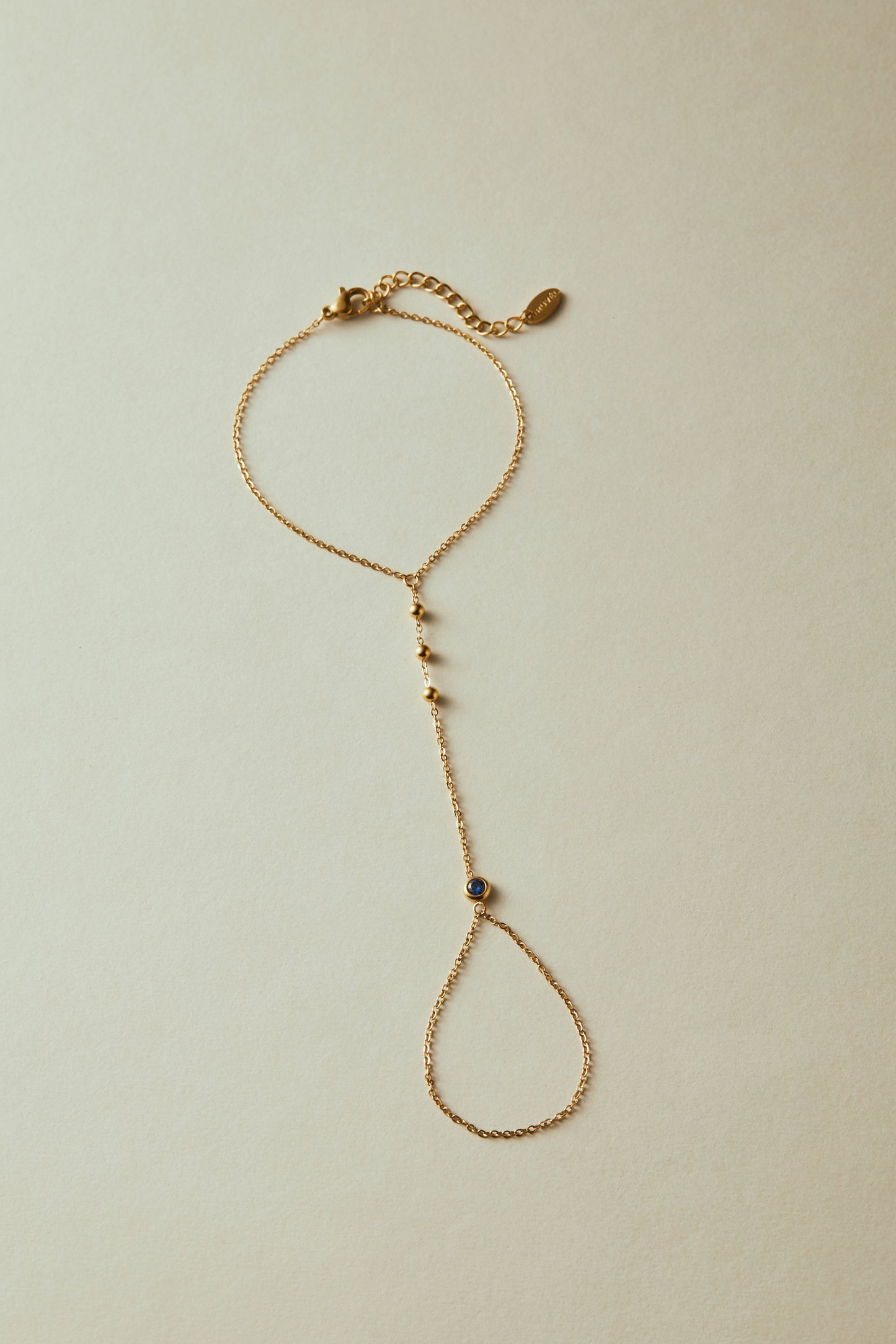 September Sapphire Birthstone Hand Chain Bracelet