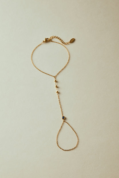 September Sapphire Birthstone Hand Chain Bracelet
