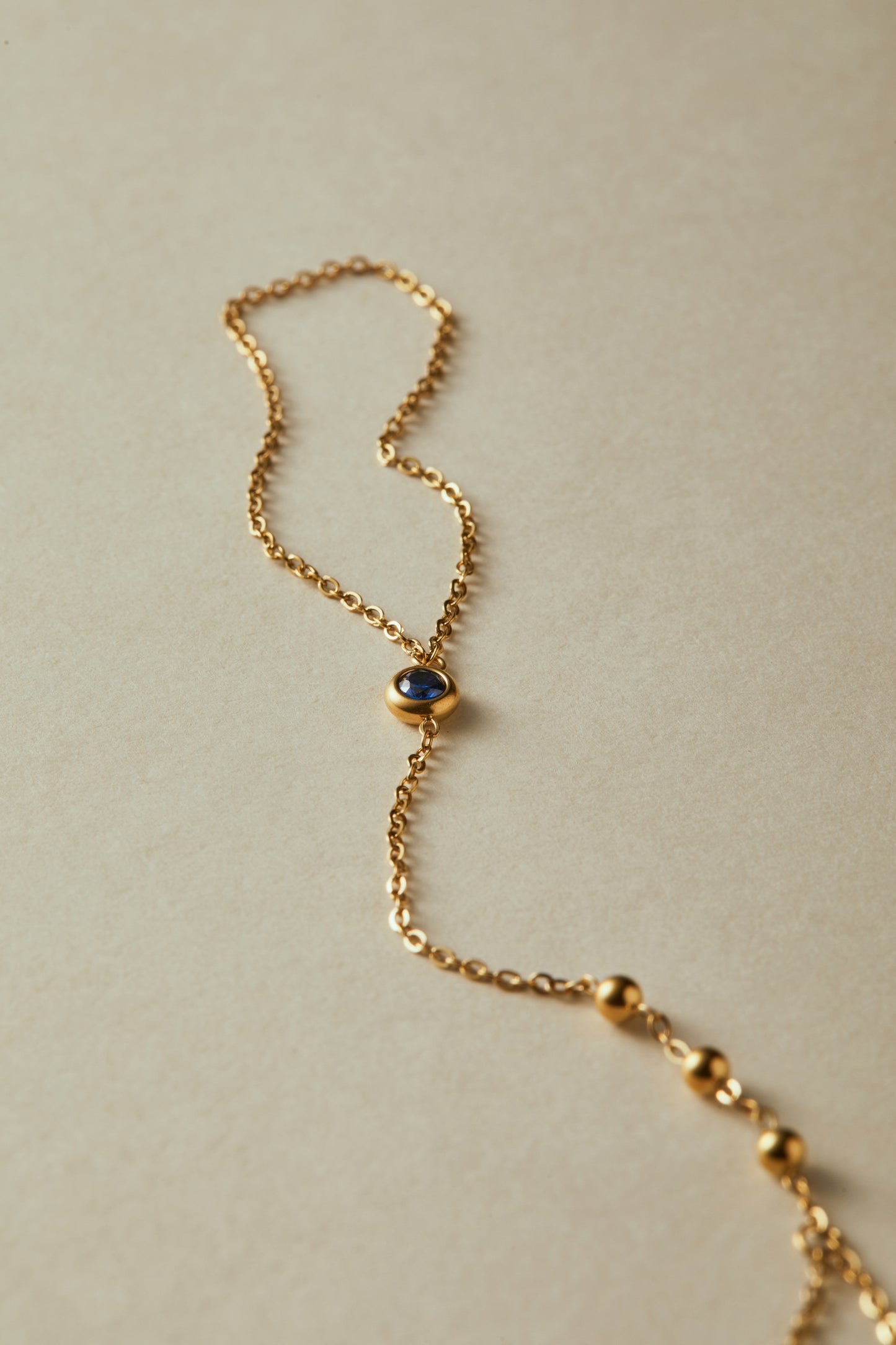 September Sapphire Birthstone Hand Chain Bracelet