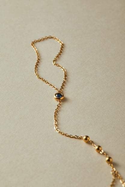 September Sapphire Birthstone Hand Chain Bracelet