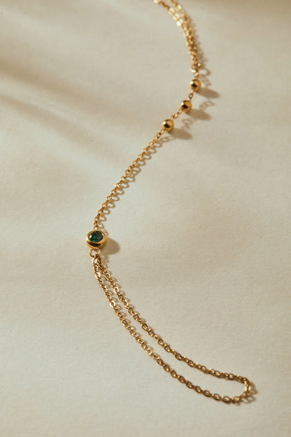 May Emerald Birthstone Hand Chain Bracelet