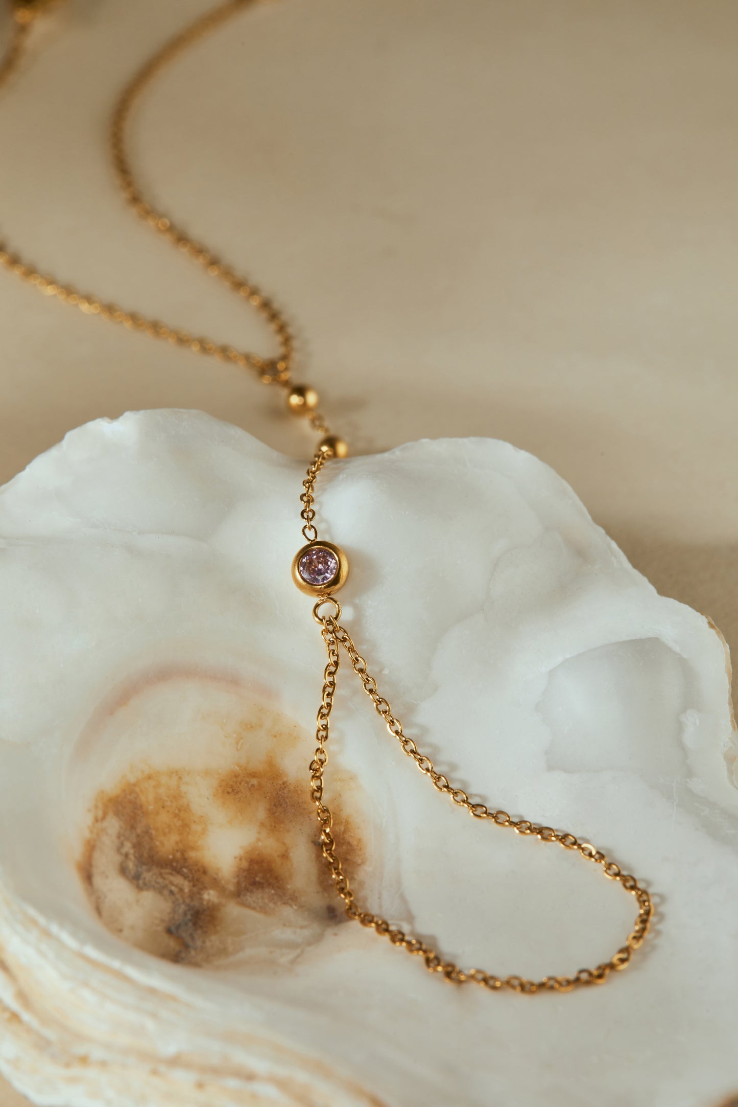 October Pink Tourmaline Birthstone Hand Chain Bracelet
