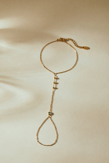 December Turquoise Birthstone Hand Chain Bracelet