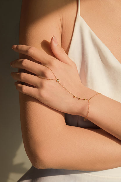 June Pearl Birthstone Hand Chain Bracelet