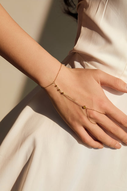 November Citrine Birthstone Hand Chain Bracelet