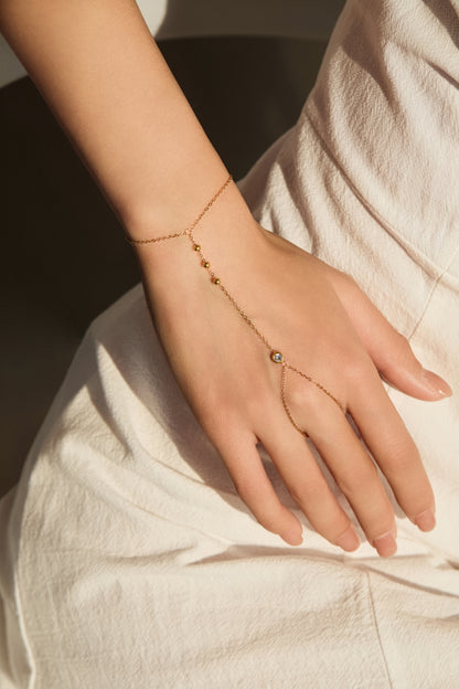 April Crystal Birthstone Hand Chain Bracelet