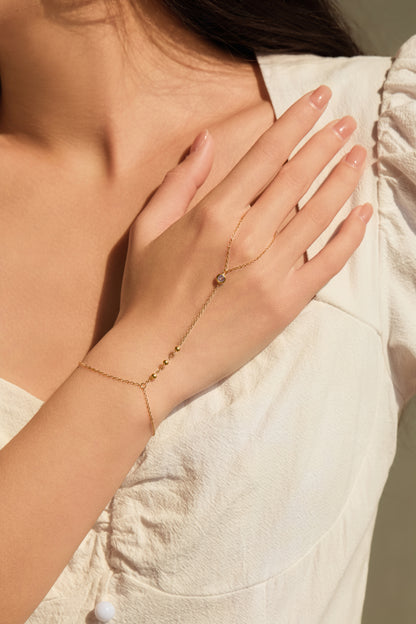October Pink Tourmaline Birthstone Hand Chain Bracelet