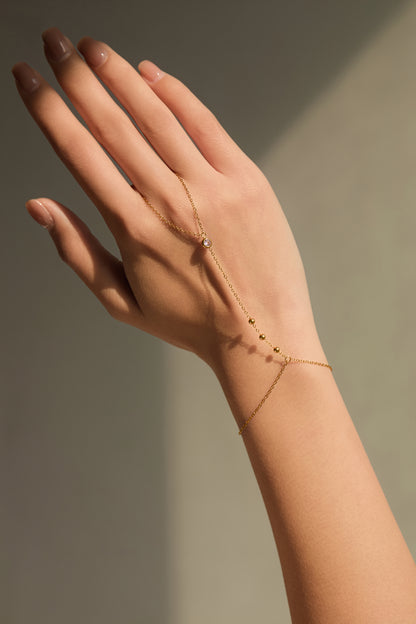 October Pink Tourmaline Birthstone Hand Chain Bracelet