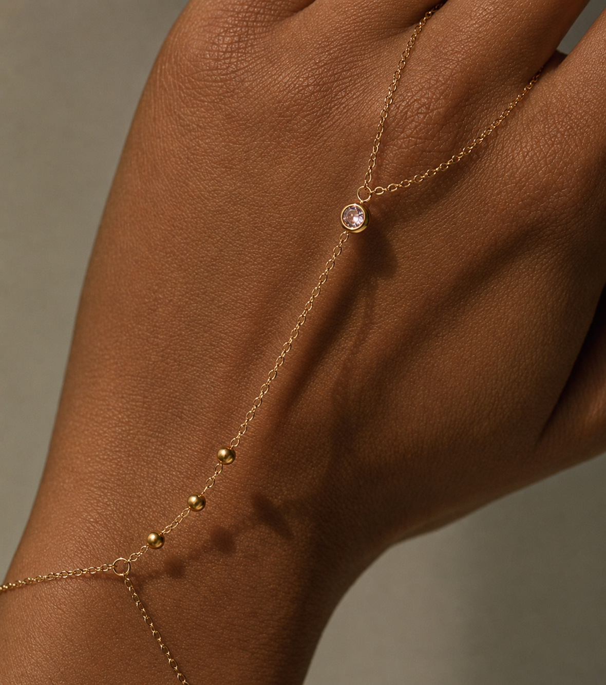 October Pink Tourmaline Birthstone Hand Chain Bracelet