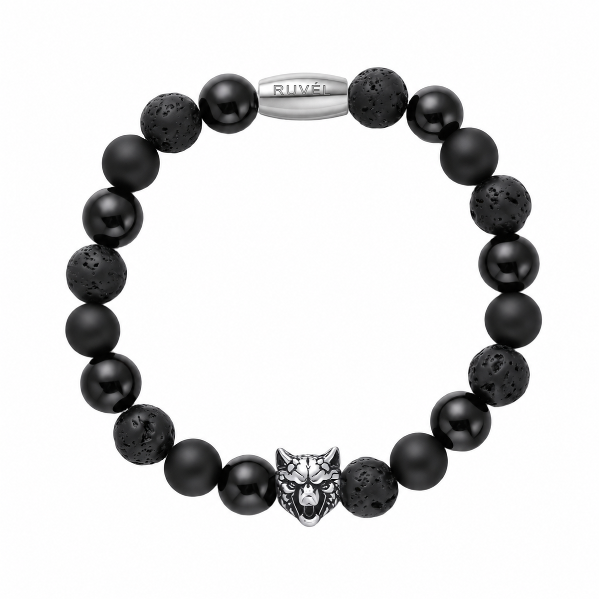Wolf Bracelet for Men + Engraved Logo Charm