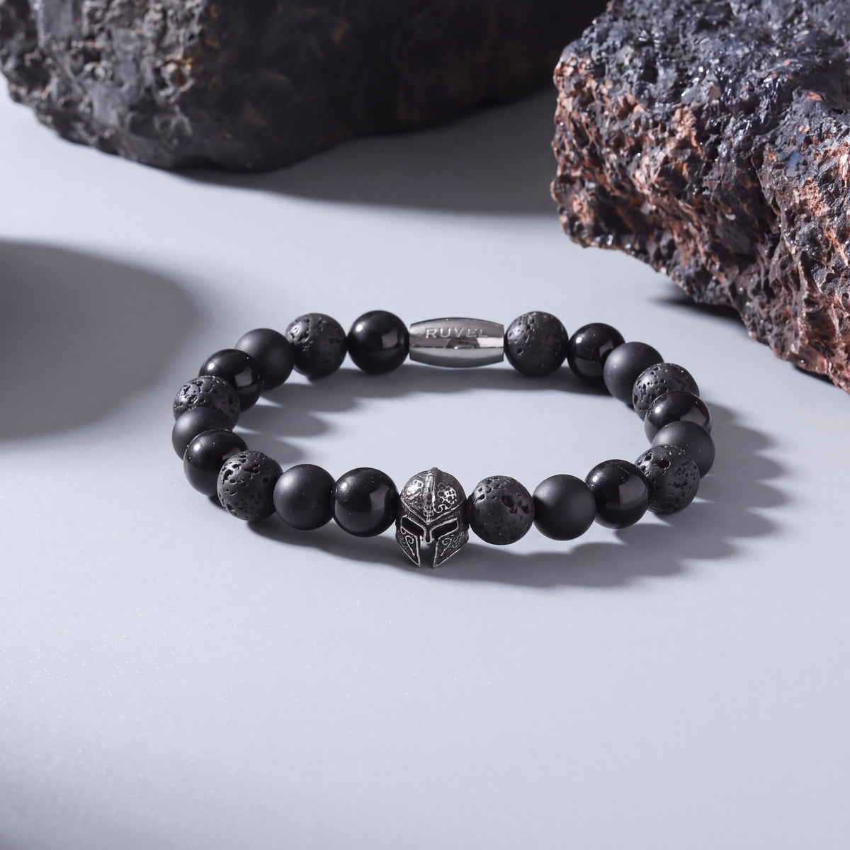 Spartan Helmet Bracelet for Men + Engraved Logo Charm