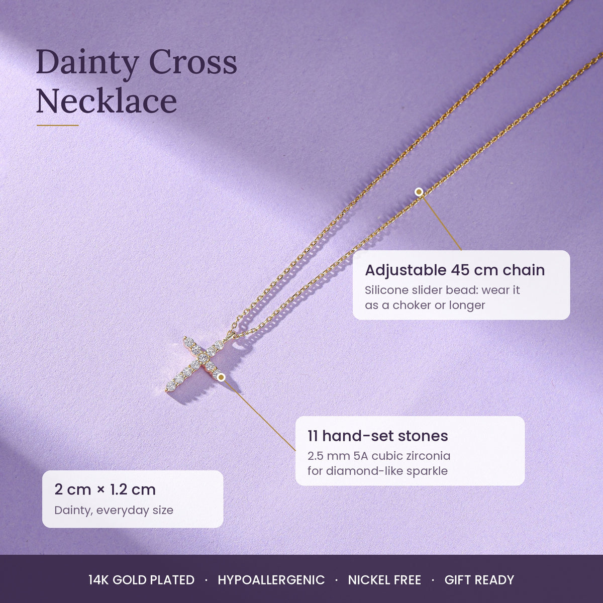 RUVÉL Cross Necklace 14K Gold