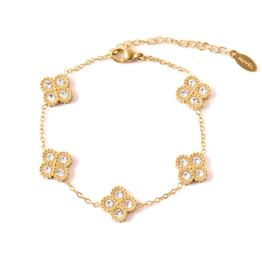 RUVEL flower clover gold plated