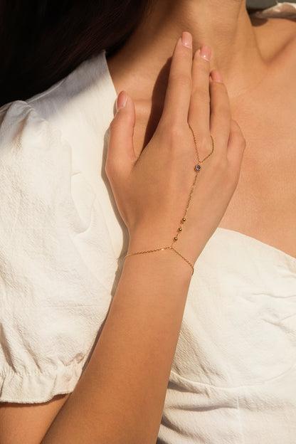 February Amethyst Birthstone Hand Chain Bracelet