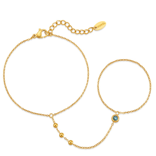 December Turquoise Birthstone Hand Chain Bracelet