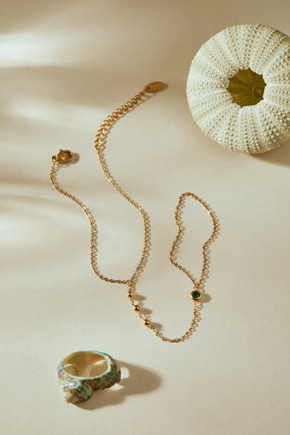 May Emerald Birthstone Hand Chain Bracelet