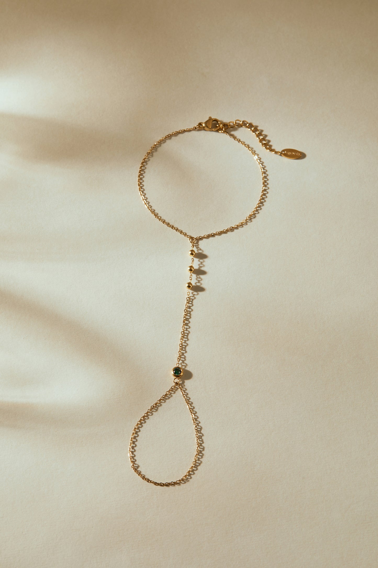 May Emerald Birthstone Hand Chain Bracelet