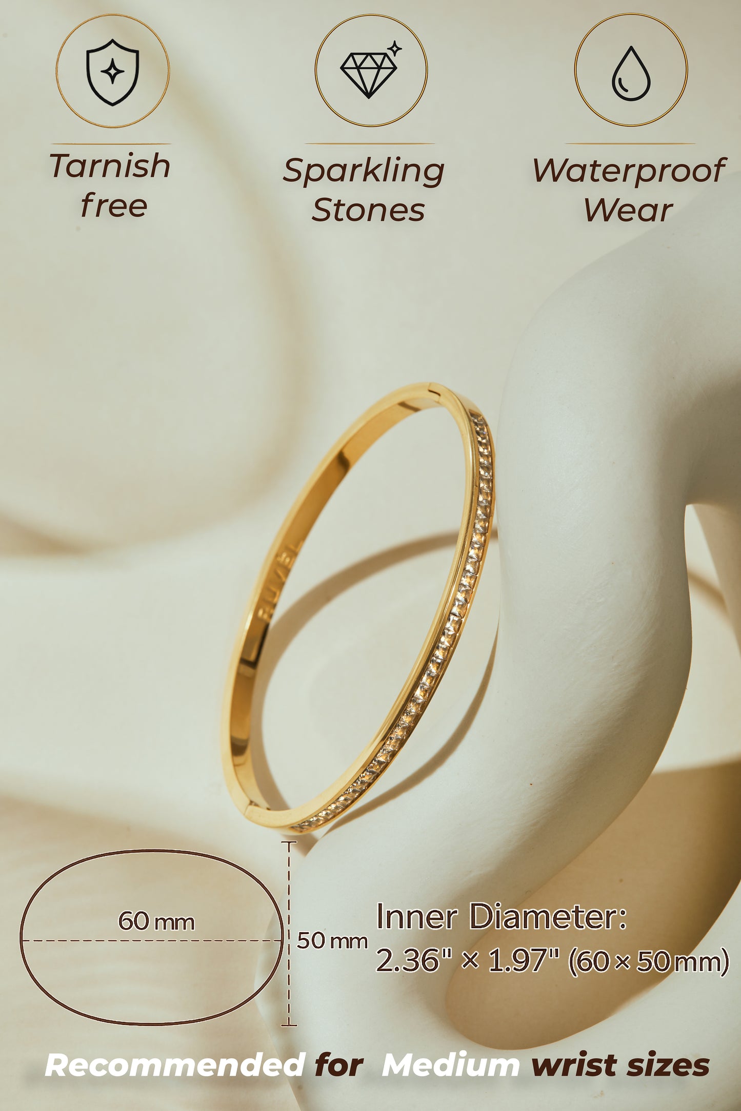 Ruvel Signature Gold Bangle