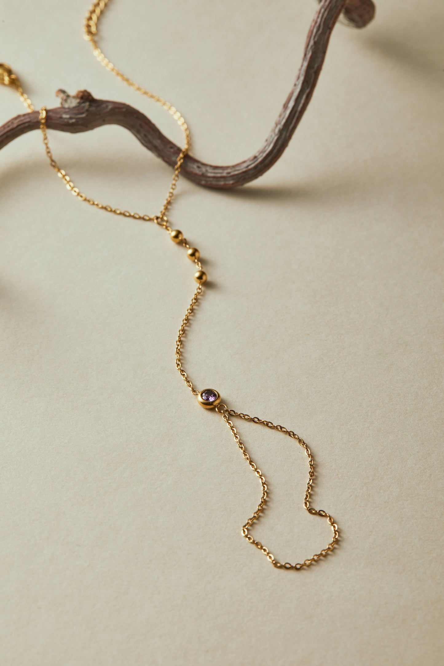 February Amethyst Birthstone Hand Chain Bracelet