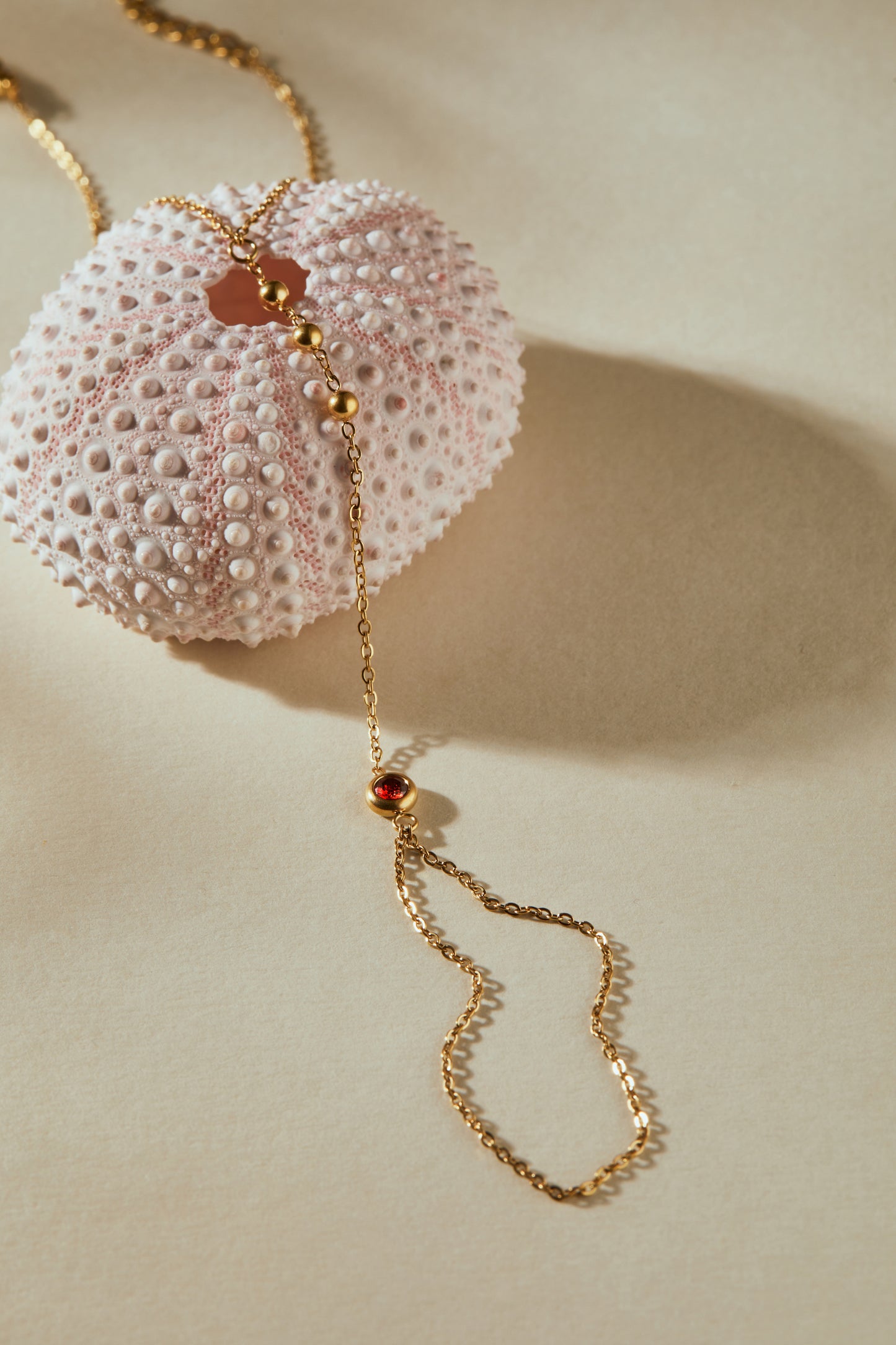January Garnet Birthstone Hand Chain Bracelet