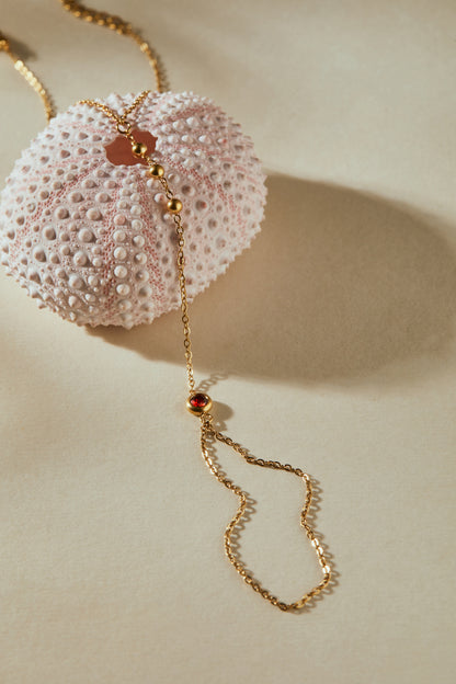 January Garnet Birthstone Hand Chain Bracelet