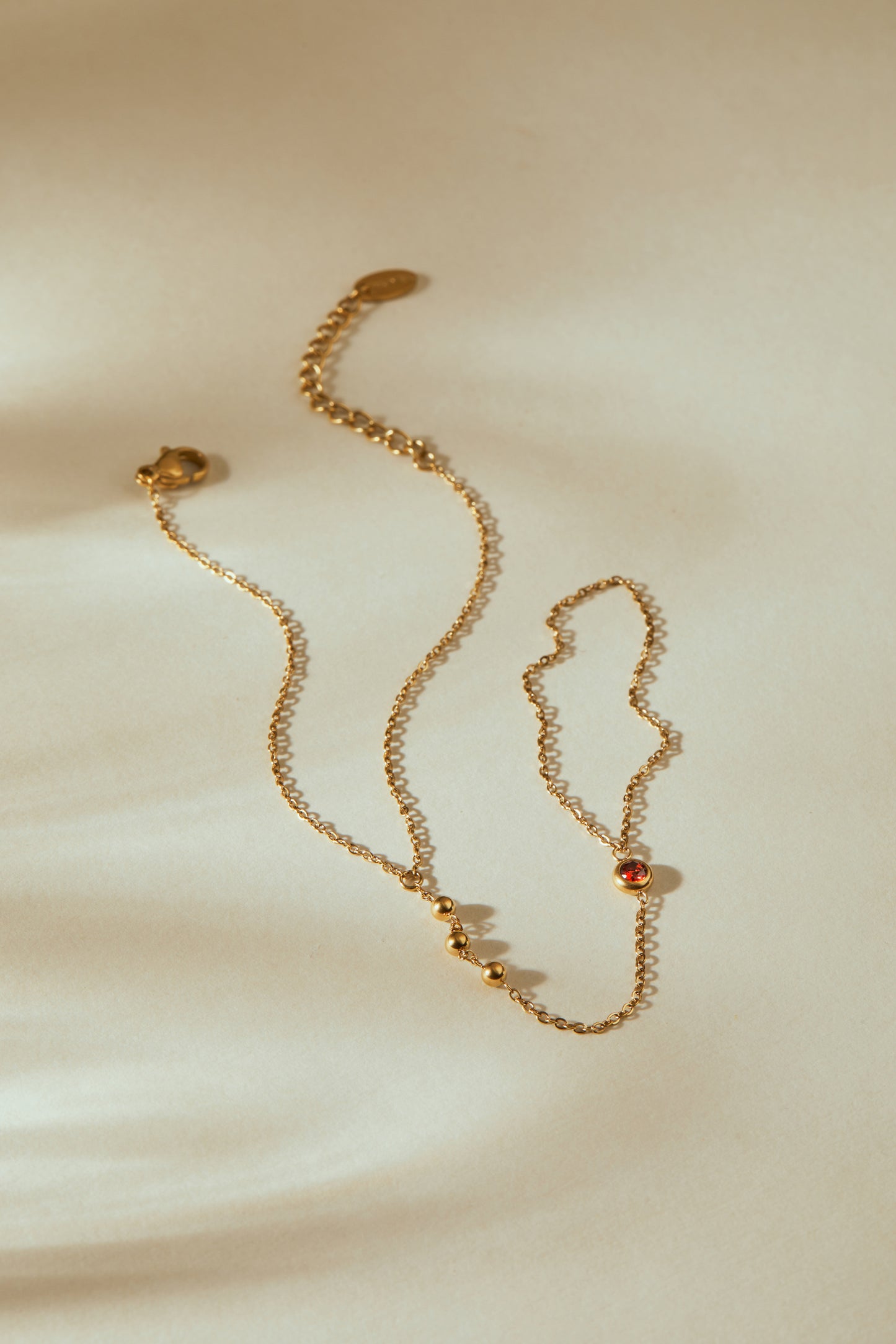 January Garnet Birthstone Hand Chain Bracelet
