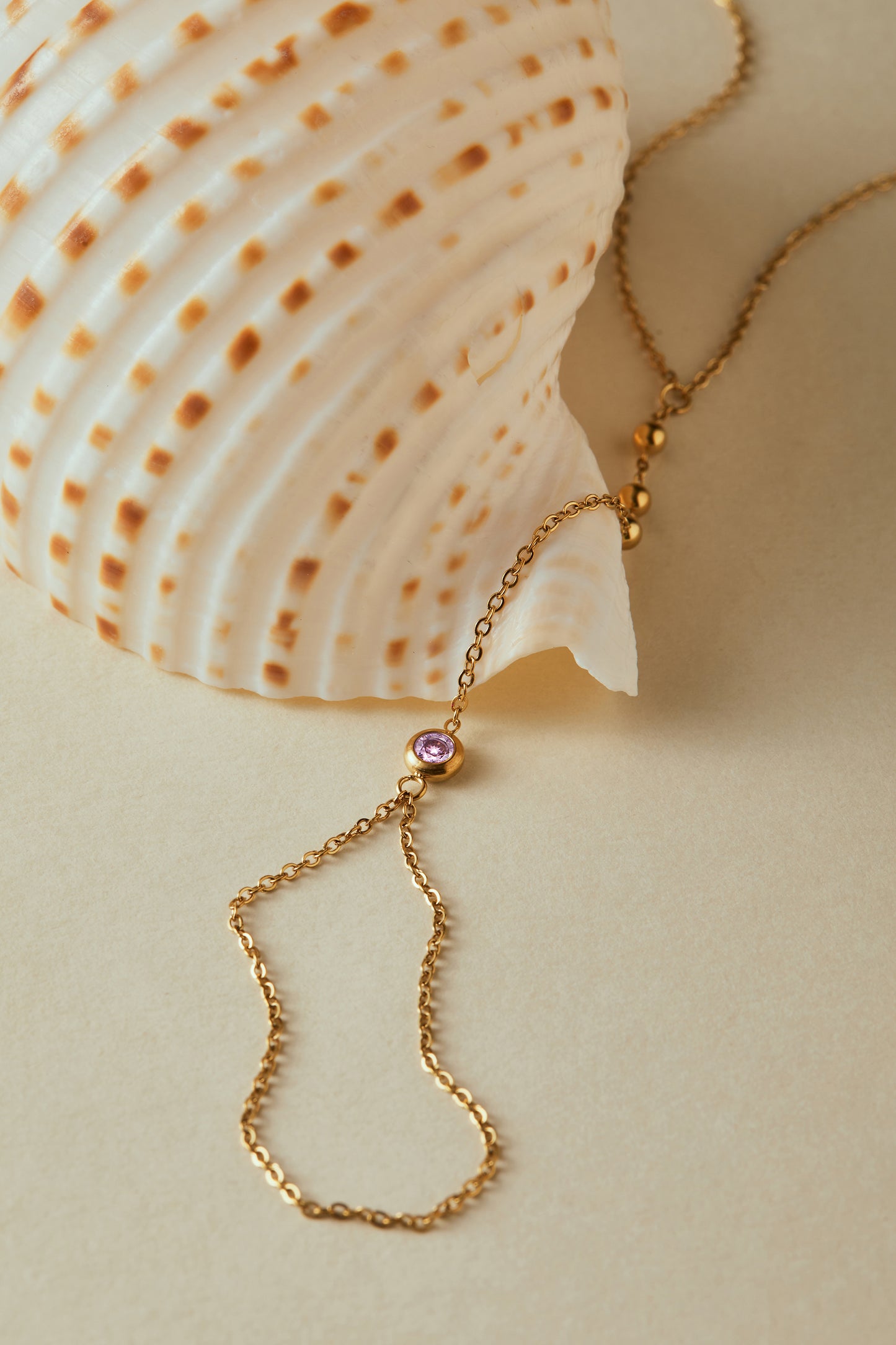 October Pink Tourmaline Birthstone Hand Chain Bracelet