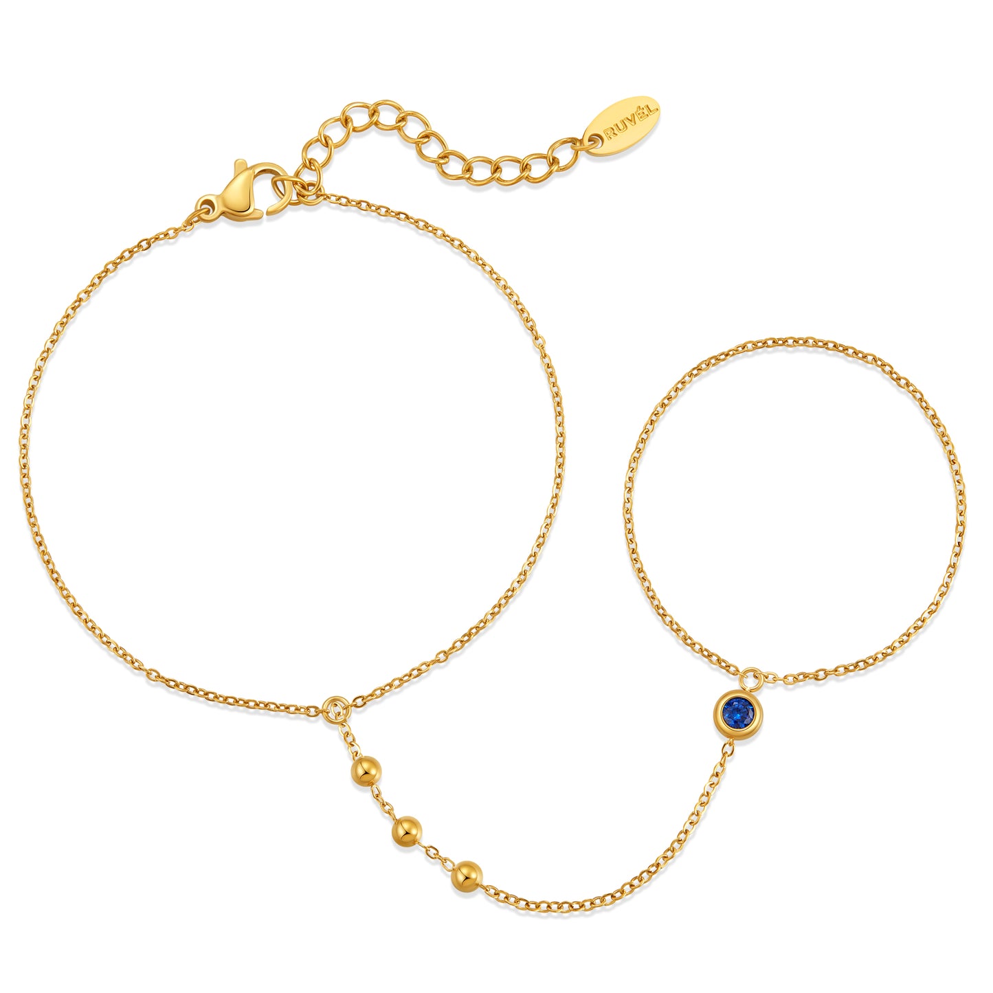 September Sapphire Birthstone Hand Chain Bracelet