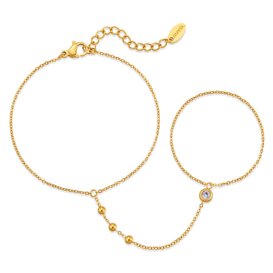 April Crystal Birthstone Hand Chain Bracelet