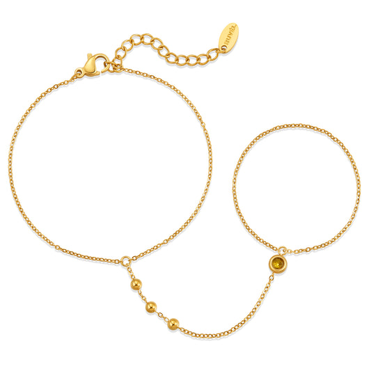 November Citrine Birthstone Hand Chain Bracelet